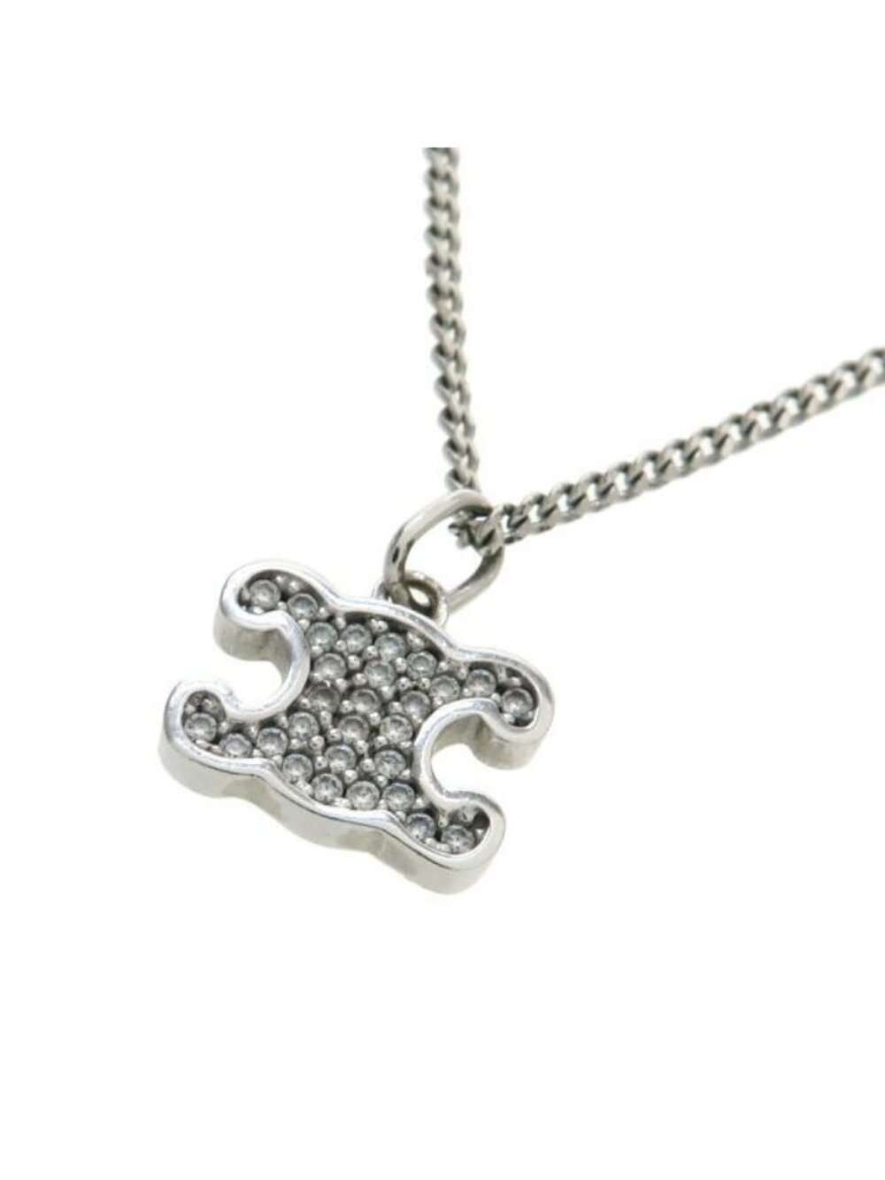Celine Triomphe Rhinestone Necklace Rhodium Finish - Picture 2 of 8